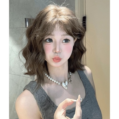 水舞沙少女假发女短卷发全头套卷发波波头减龄羊毛卷全齐刘海棕色