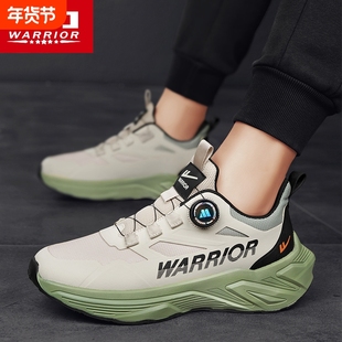 回力男鞋2025新款免系鞋带旋转纽扣透气运动跑步鞋休闲舒适黑色