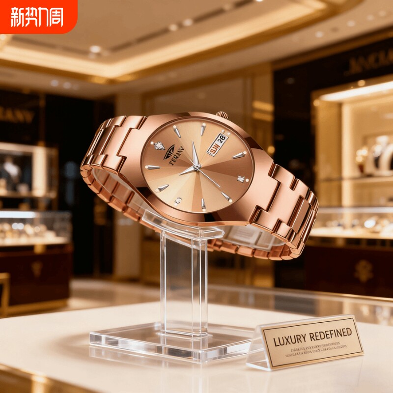 镂空男士手表男正品名牌全自动非机械表钢带男款商务防水石英腕表