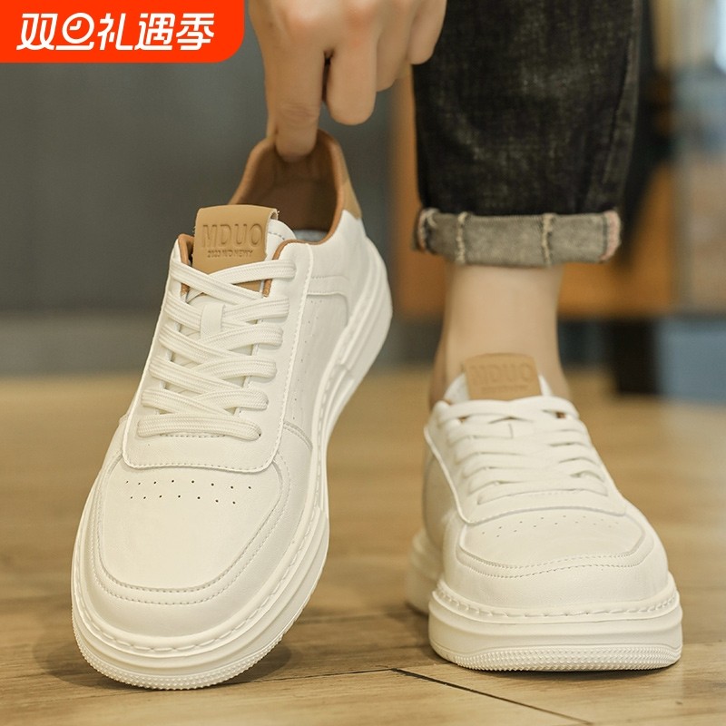 小白男鞋2024新款夏季透气百搭男款休闲皮鞋男士白鞋运动板鞋防滑