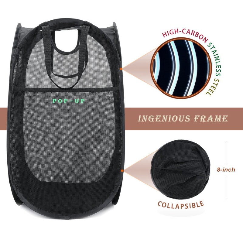 跨境爆款可折叠网式洗衣篮四方折叠脏衣篮方形置衣篮分类洗衣篮