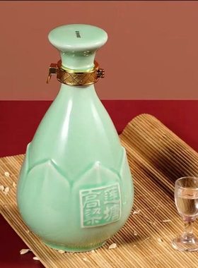 莲塘高粱莲花青瓷瓶45度500ml白酒特香型纯粮粮食酒h瓶装珍品酒业