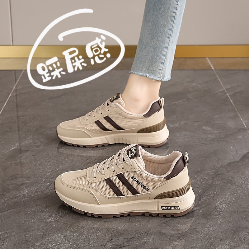 休闲运动鞋女款2025夏秋新款软底阿甘鞋防滑网面透气运动跑步鞋子