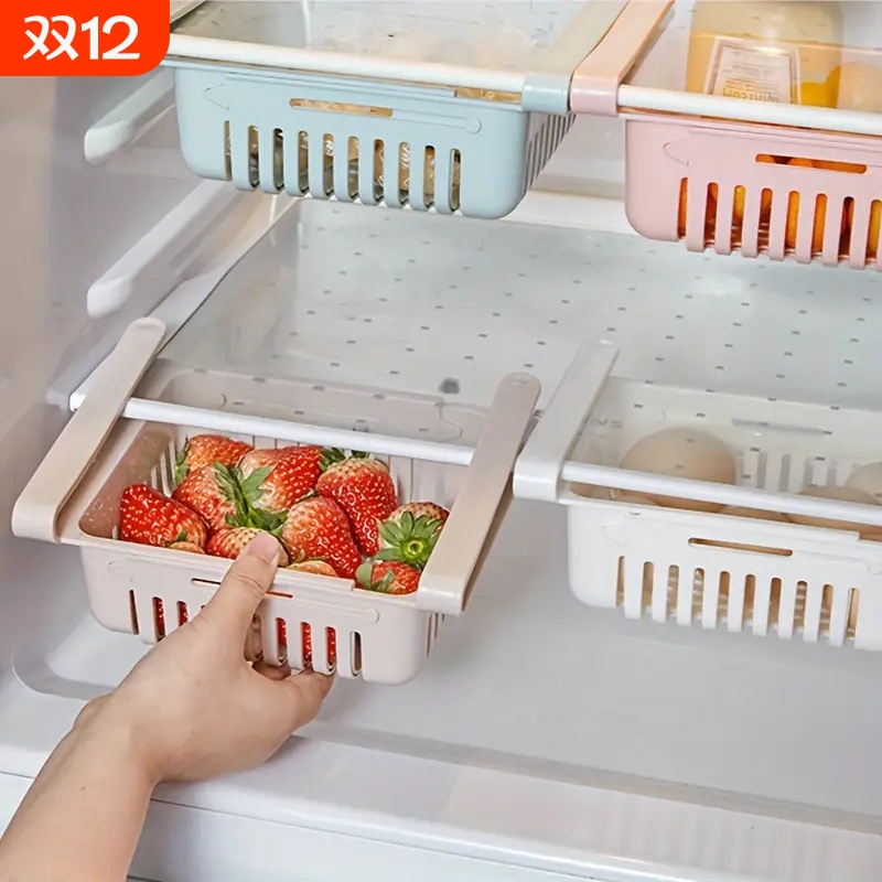 多功能冰箱收纳篮盒保鲜可伸缩鸡蛋置物篮抽屉抽拉式水果悬挂神器