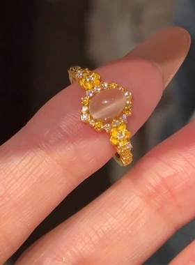 小红书爆款新中式月光繁花戒指女