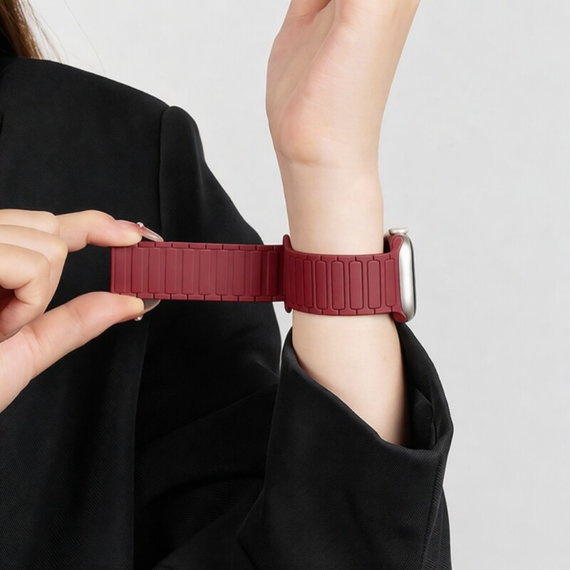 适用苹果手表iwatch表带硅胶磁吸2026红色s10/s11回