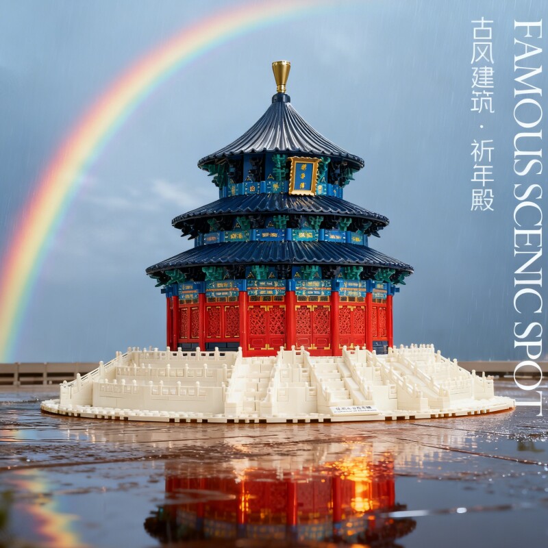兼容乐高天坛祈年殿故宫积木榫卯结构3d立体拼图建筑模型拼装玩具