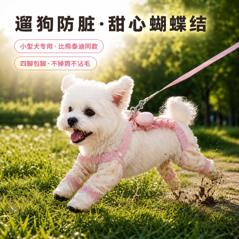 狗狗防尘裤夏季薄款四脚衣户外防脏透气宠物衣服泰迪比熊防污神裤