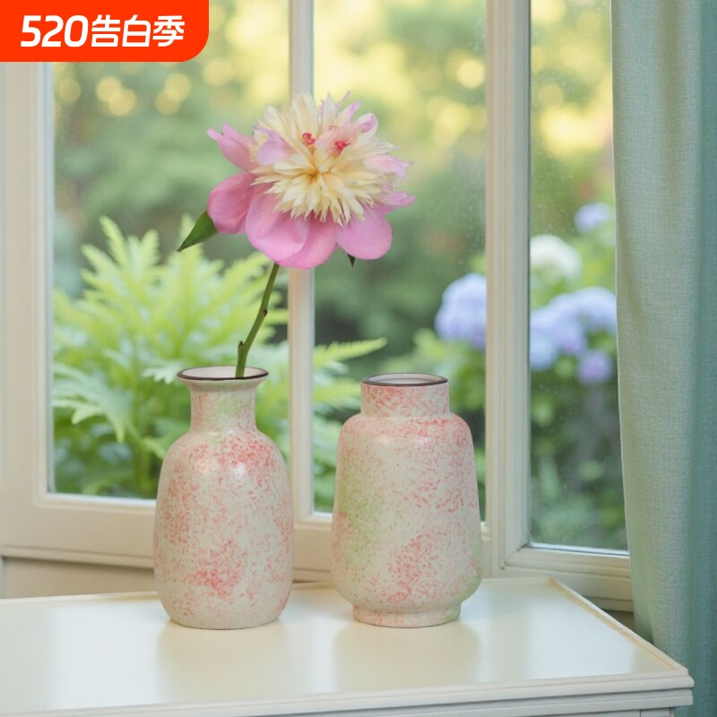 创意陶瓷花瓶手工油画水养简约风家居餐厅玄关装饰摆件电视柜桌面
