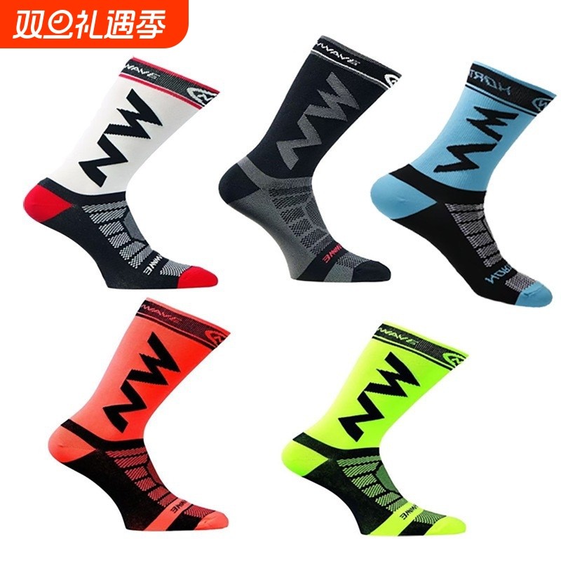 公路车骑行袜女白色加厚毛巾底长筒运动袜专业山地车压缩袜