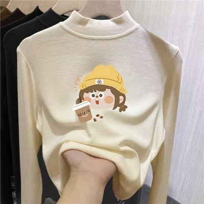 儿童双面德绒打底衫内搭秋冬男童女童加厚长袖t恤半高领保暖上衣