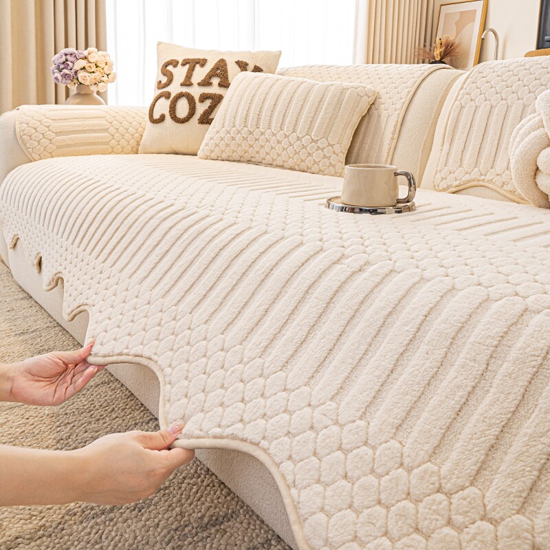 异形毛绒沙发垫冬2025加厚沙发坐垫子高级感防滑保暖客厅靠背咖色