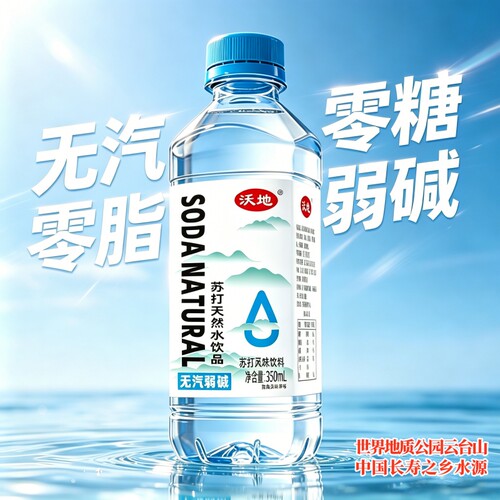 苏打水350ml*24瓶无糖无气0脂0卡弱碱性清爽苏打天然水饮品饮料