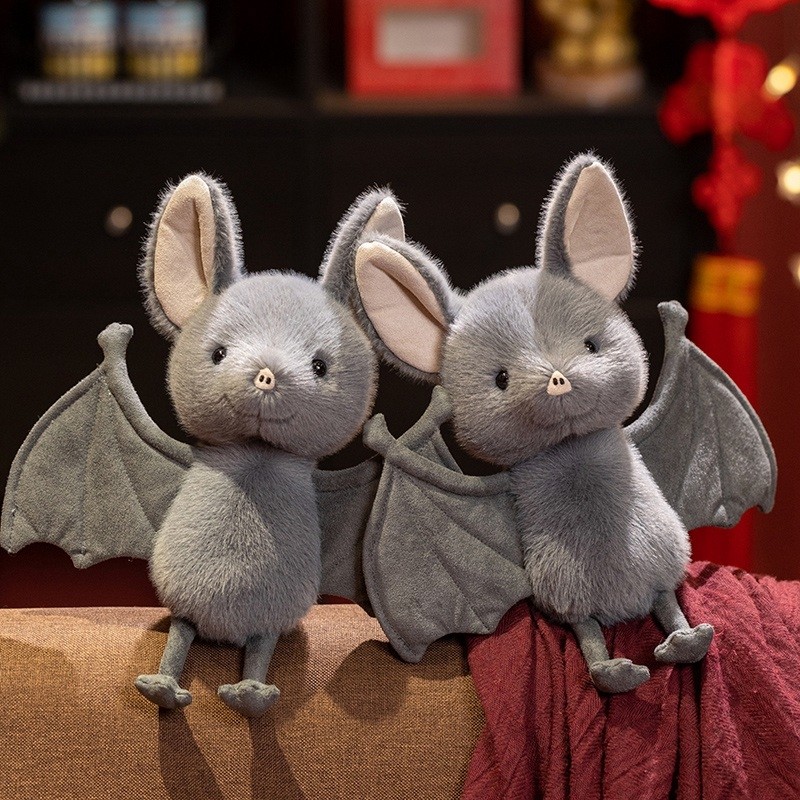 搞怪万圣节周边超萌蝙蝠猪车载玩偶趣味毛绒玩具车挂毛绒收藏公仔