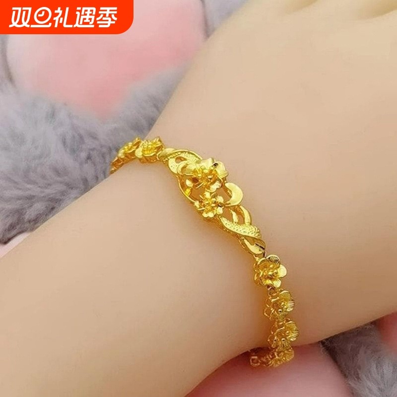 新中式金色繁花似锦手链复古宫廷风简约时尚通勤高级感百搭手饰品