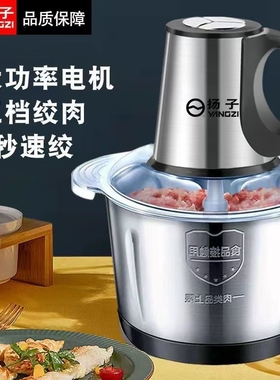 扬子家用绞肉机多功能电动不锈钢料理机打肉和面绞馅大容量一体机