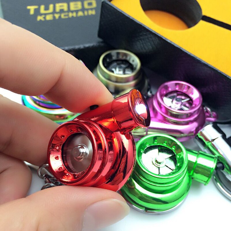 JDM电动带灯涡轮钥匙扣挂件TURBO增压钥匙链挂饰创意个性男女饰品