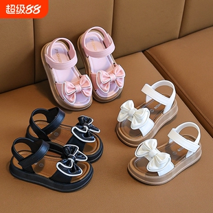 女童凉鞋儿童真皮公主鞋2025新款夏款小女孩软底夏季露趾平跟鞋子