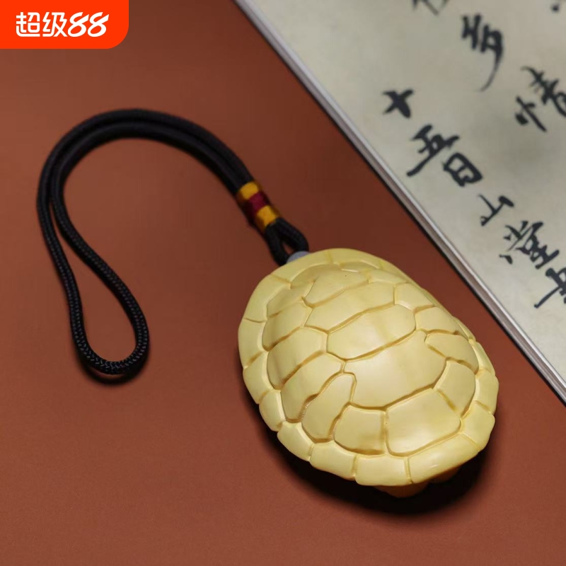 小叶黄杨木实木雕刻男士随身文玩手把件把玩摆件龟壳乌龟富甲天