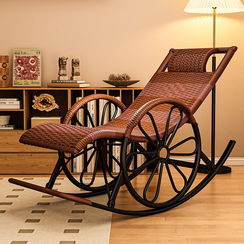 客厅成人摇摇椅子藤椅可躺懒人可坐新款老人藤编躺椅午休老年人