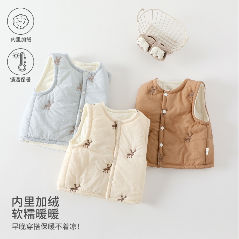 儿童衣服120g夹棉棉服马甲保暖秋冬季宝宝加厚背心童装THH045加绒
