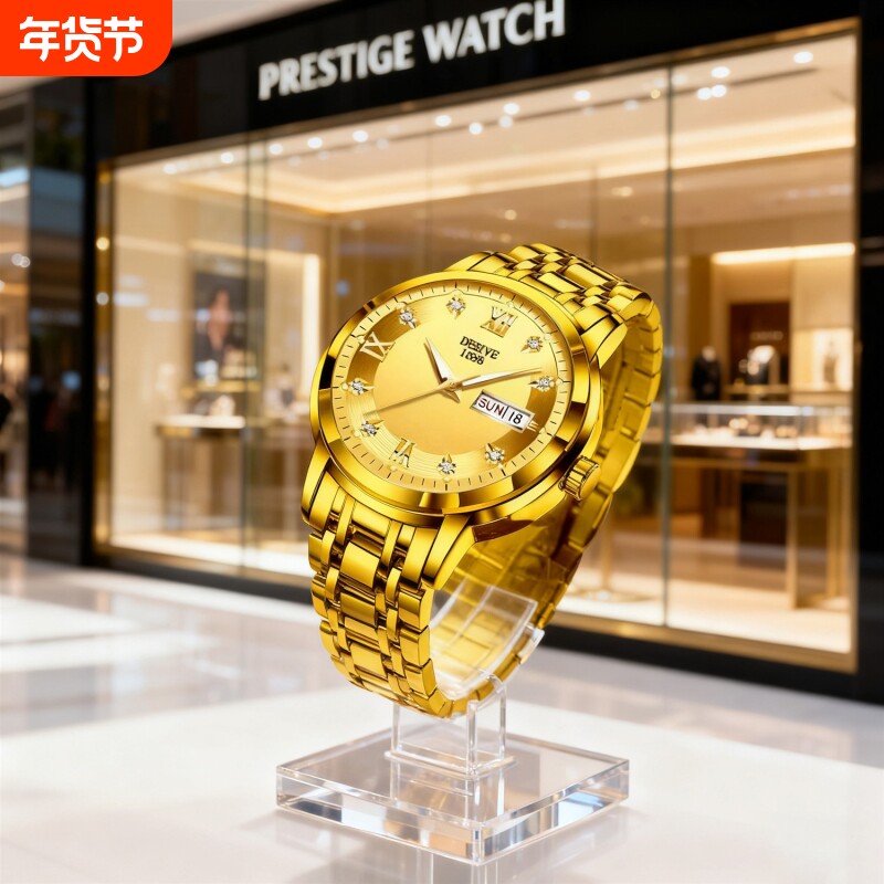 老人手表男士中老年人女士机械大数字对表夫妻爸爸妈妈款防水石英