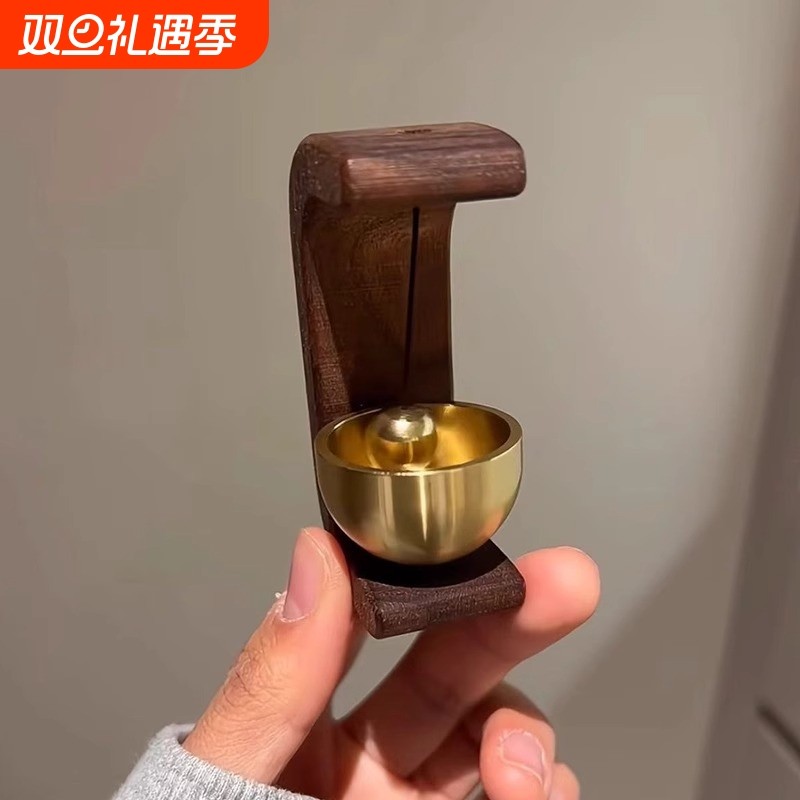 铃铛挂件门铃黑胡桃木多巴胺磁吸式风铃入户提醒黄铜乔迁礼物装饰