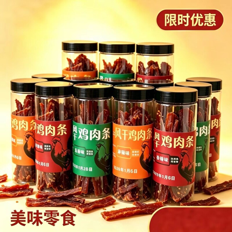 风干鸡肉干低卡低脂解馋麻辣无糖耐嚼鸡胸肉零食辣味健身五香香辣