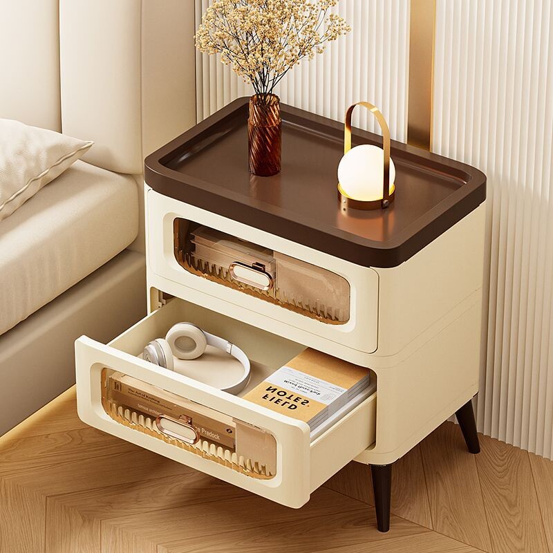 抽屉式收纳柜多层塑料家用杂物整理储物柜可移动床头柜带轮简约