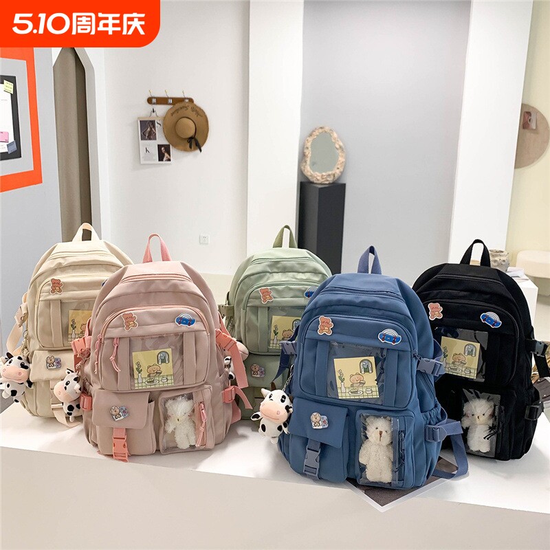 双肩包女新款韩版学生包 中小学生书包牛津布原宿风背包外贸书包