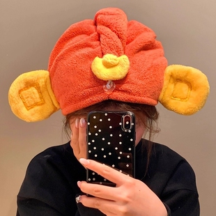 可爱财神干发帽女家用超强吸水速干包头发毛巾帽子加厚珊瑚绒浴帽