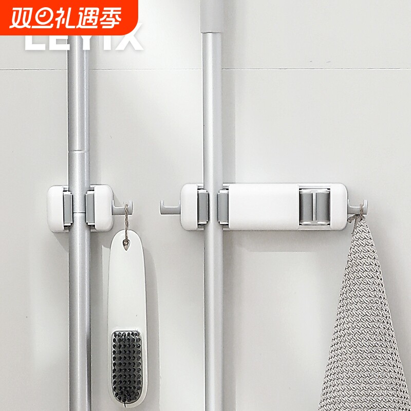 免打孔壁挂拖把夹强力无痕挂钩拖把固定抹布浴室收纳