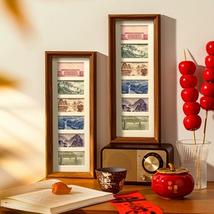 祖国大好河山六连框相框增运多金摆台diy客厅摆件人民币装饰画