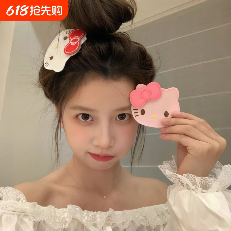 超可爱的KT脑袋!整理碎发魔术贴发卡化妆敷面膜无痕刘海贴粘发贴