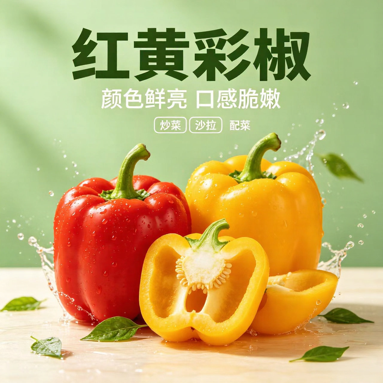 彩椒新鲜生吃蔬菜红黄甜圆椒灯笼椒绿色清洗即食沙拉食材包邮不辣