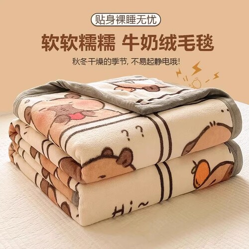 【四季可用升级抗菌】牛奶绒毯