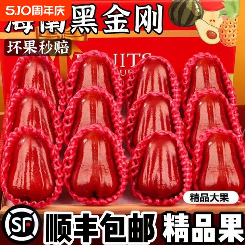 顺丰京东海南三亚黑金刚莲雾精品大果脆甜多汁新鲜包邮连雾礼盒装