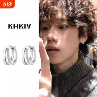耳环男士小众独特设计感个性双环耳扣简约百搭新款耳钉男耳饰耳圈