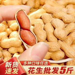 小珍珠花生5斤原味炒熟核桃蒜香味带壳批发年货零食五香味袋装