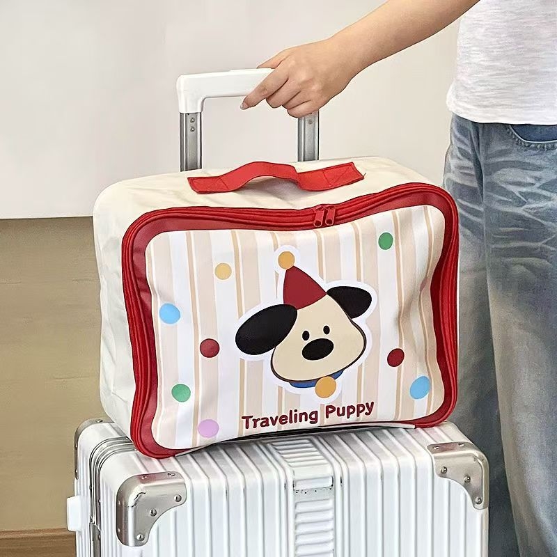 可爱卡通旅行手提包女大容量整理包行李箱附加拉杆短途便携收纳包