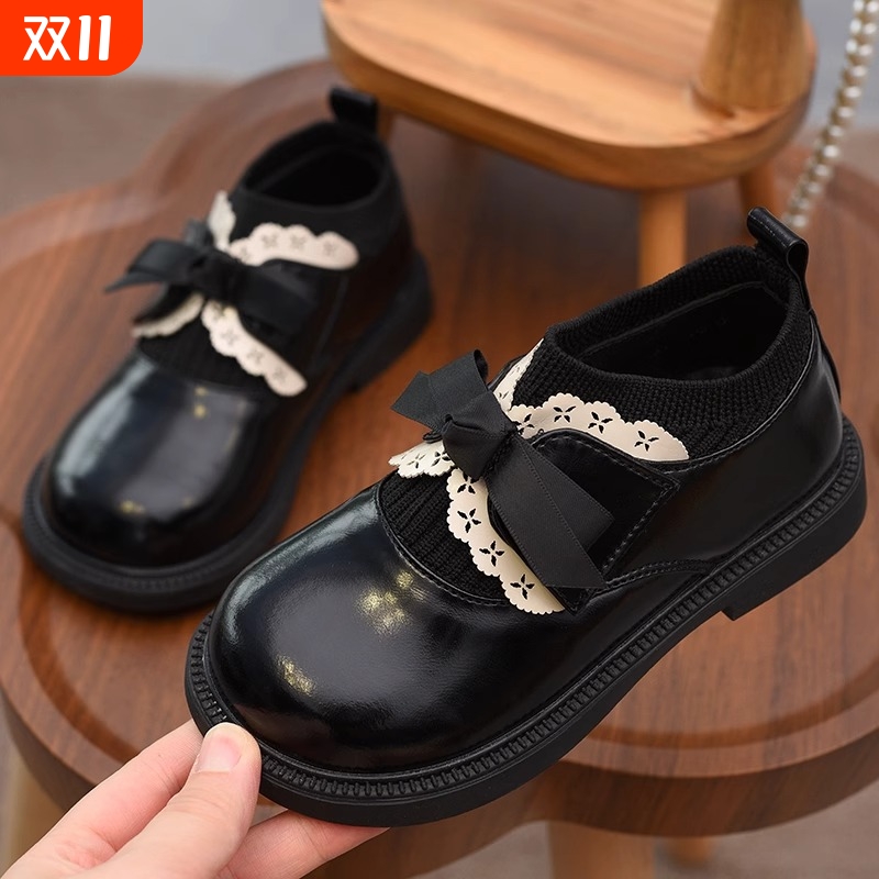 女童皮鞋2025秋季新款公主鞋袜子鞋儿童鞋子软底加绒棉鞋女孩单鞋