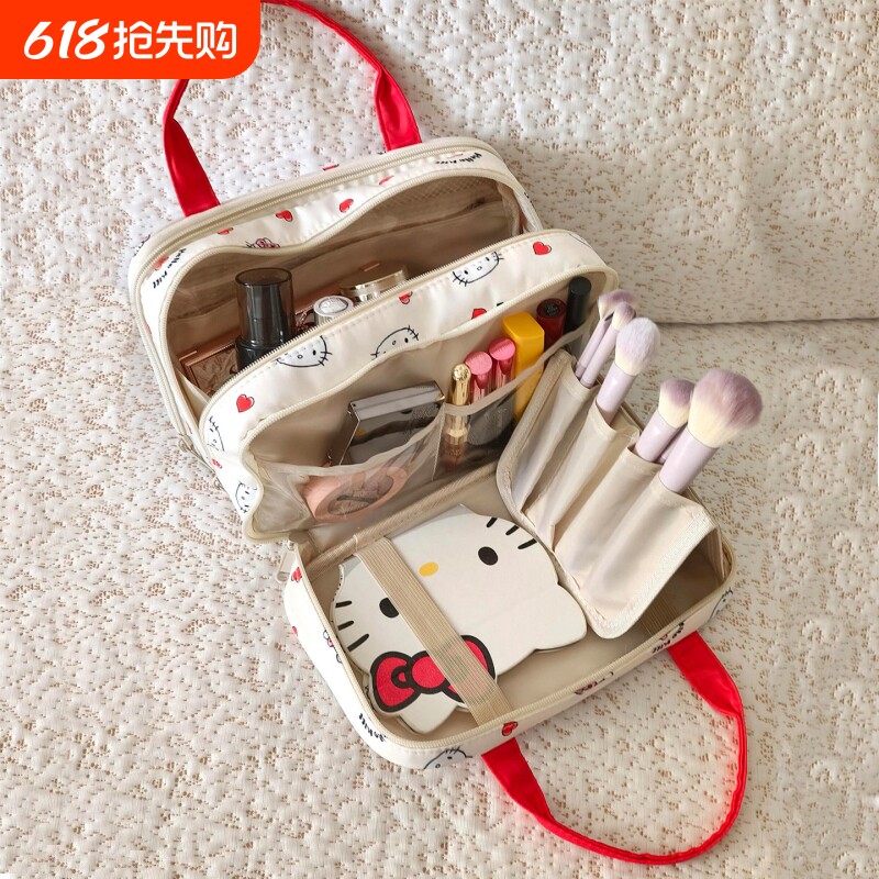 可爱kt猫化妆包女2026新款大容量收纳包外出旅行便携式分区洗漱
