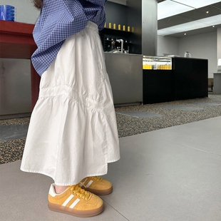 儿童半身裙女童装春夏季新款甜美不规则摆裙女孩大童洋气白色伞裙