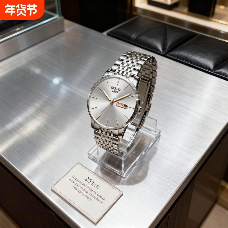 正品瑞士2024新款手表男士全自动机械风防水精钢带双日历男表夜光