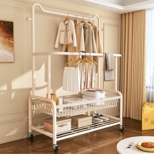 晾衣架衣帽架落地室内房间挂衣架子家用卧室衣服收纳架金属简易