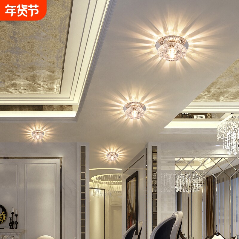 LED水晶过道灯明装走廊灯玄关灯天花灯射灯嵌入式筒灯牛眼灯孔灯