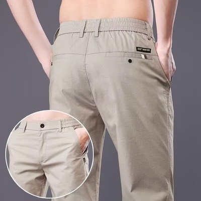 卡其色加绒休闲裤男士秋冬款直筒宽松2025新款商务长裤子百搭抗皱
