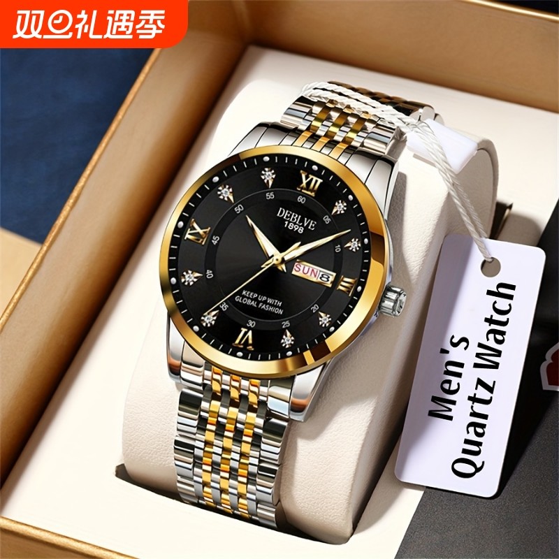 男款手表全自动非机械表钢带商务防水石英腕表高级感男士正品名牌