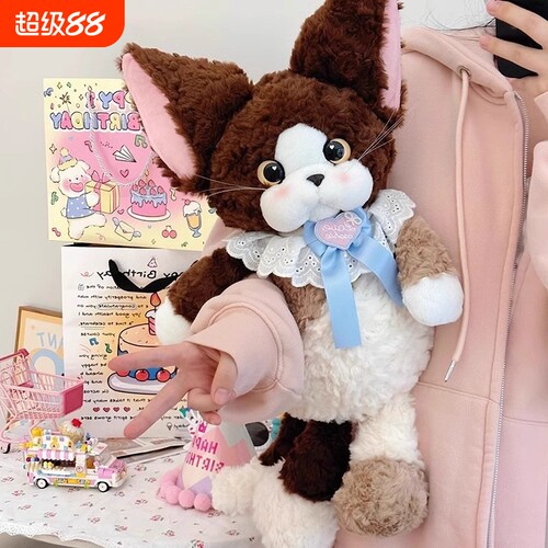 跑跑德文卷毛猫玩偶猫咪公仔孩女生睡觉抱枕娃娃毛绒玩具生日礼物