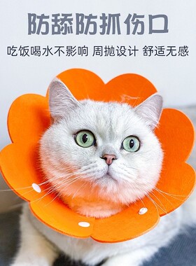 伊丽莎白圈项圈猫狗脖套脖圈防舔咬毛毡太阳花头套术后防咬吃饭
